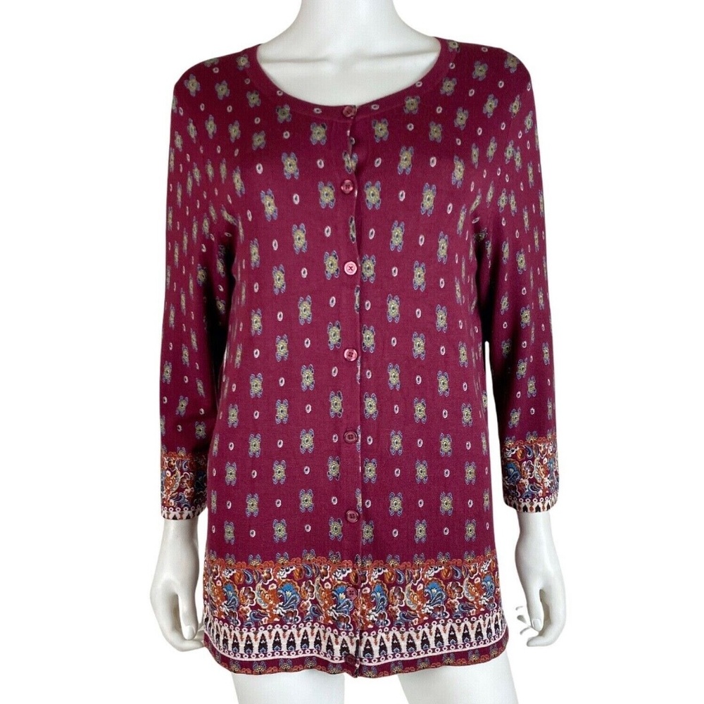 Dress Barn Button Front 3/4 Sleeve Cardigan Sweater